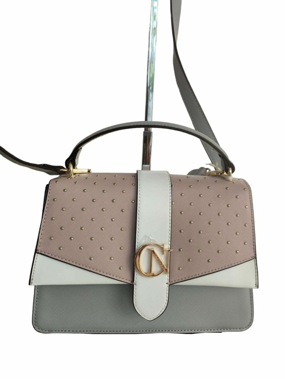 BORSA A SPALLA GRIGIO ROSA E BIANCO - Cafènoir - NA0403