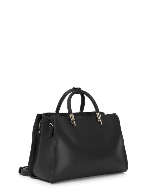 TOTE CON APPLICAZIONE DI CATENA IN METALLO E LOGO CN, DOPPIA ZIP IN TESTA E MANICO - Cafènoir - NO0728 N001 - immagine 2