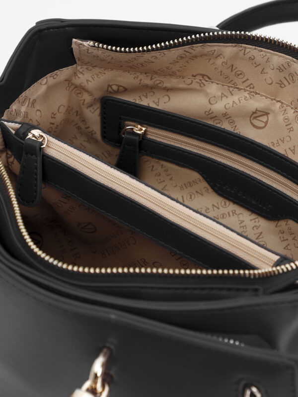 TOTE CON APPLICAZIONE DI CATENA IN METALLO E LOGO CN, DOPPIA ZIP IN TESTA E MANICO - Cafènoir - NO0728 N001 - immagine 3